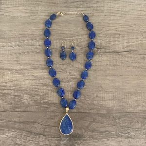 Blue and gold stone necklace